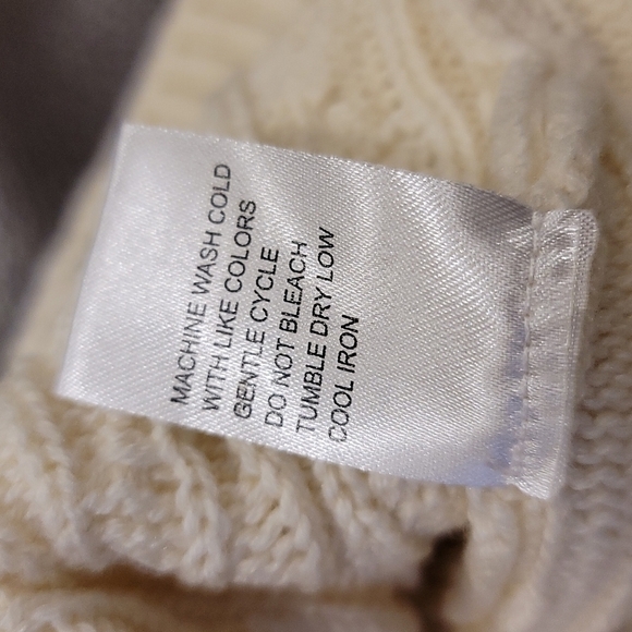 Appleseed's Cream Cotton And Wool Blend Cable Knit Crewneck Sweater-Size Large - Picture 8 of 8